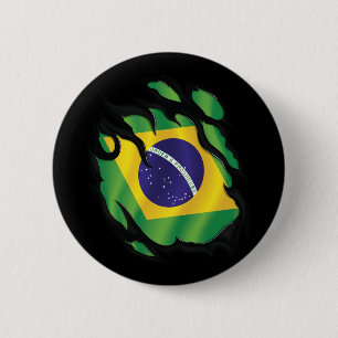Brazil Ripped Flag Classic Round Sticker 6 Cm Round Badge