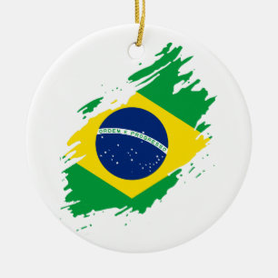 Brazil Ripped Flag National Pride Sports Fans Braz Ceramic Tree Decoration