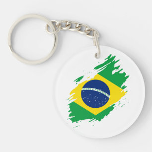 Brazil Ripped Flag National Pride Sports Fans Braz Key Ring