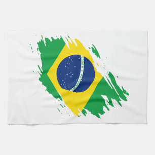 Brazil Ripped Flag National Pride Sports Fans Braz Tea Towel