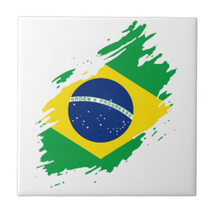 Brazil Ripped Flag National Pride Sports Fans Braz Tile