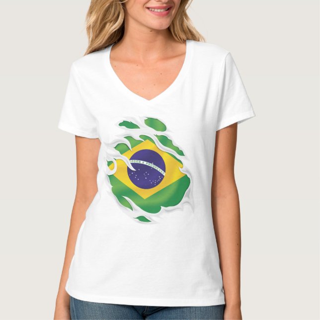 Brazil Ripped Flag T-Shirt (Front)