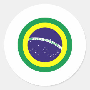 Brazil Round Flag Classic Round Sticker