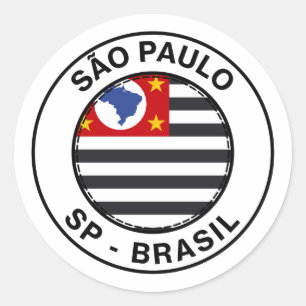 Brazil São Paulo SP Bandeira Stamp Classic Round Sticker