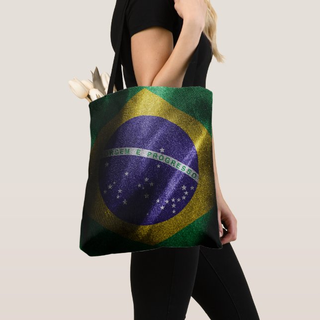 Brazil silk flag tote bag (Close Up)