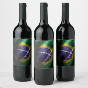 Brazil silk flag wine label