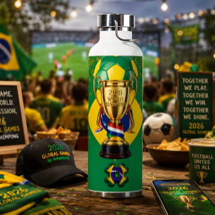 Brazil Soccer:  2026 Global Games   Team Spirit Water Bottle