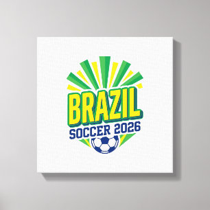 Brazil Soccer 2026 Soccer Bold Country Typography Canvas Print