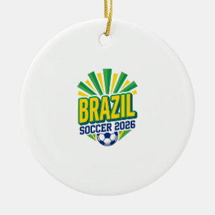Brazil Soccer 2026 Soccer Bold Country Typography  Ceramic Tree Decoration