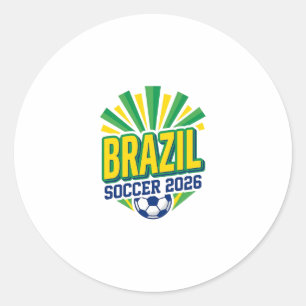 Brazil Soccer 2026 Soccer Bold Country Typography  Classic Round Sticker