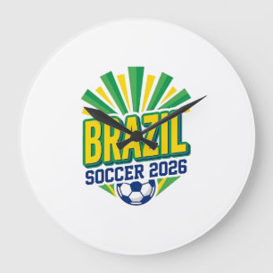 Brazil Soccer 2026 Soccer Bold Country Typography  Large Clock
