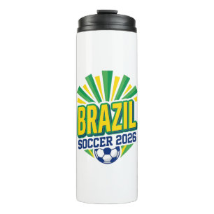 Brazil Soccer 2026 Soccer Bold Country Typography Thermal Tumbler