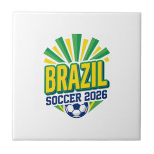 Brazil Soccer 2026 Soccer Bold Country Typography  Tile