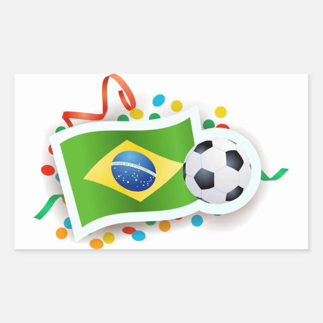 Brazil, soccer and flag rectangular sticker (Front)