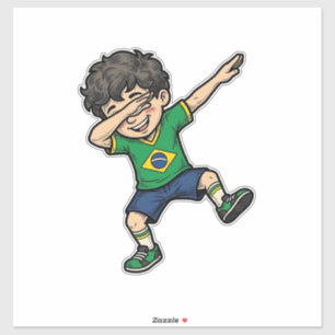Brazil Soccer Dab Boy Vintage Vector Shirt_1
