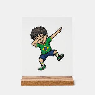 Brazil Soccer Dab Boy Vintage Vector Shirt_1 Acrylic Sign