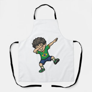 Brazil Soccer Dab Boy Vintage Vector Shirt_1 Apron