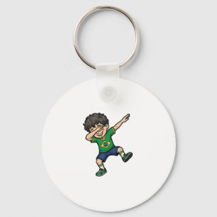 Brazil Soccer Dab Boy Vintage Vector Shirt_1 Key Ring