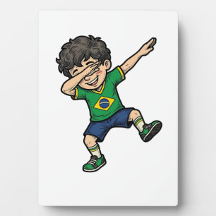 Brazil Soccer Dab Boy Vintage Vector Shirt_1 Plaque