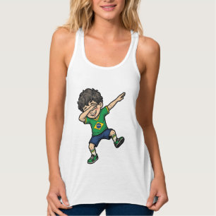 Brazil Soccer Dab Boy Vintage Vector Shirt_1 Singlet
