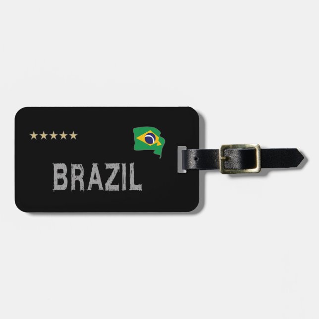 Brazil Soccer Football Fan Shirt Heart Luggage Tag (Front Horizontal)