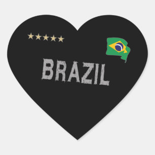 Brazil Soccer Football Fan Shirt Heart Sticker