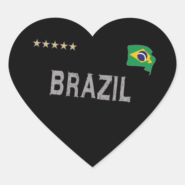 Brazil Soccer Football Fan Shirt Heart Sticker (Front)