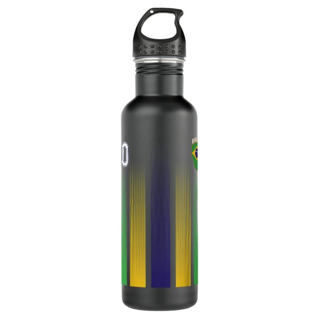 Brazil Soccer Jersey Brazil 10 Soccer Football Fan 710 Ml Water Bottle (Front)