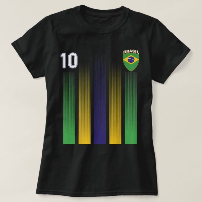 Brazil Soccer Jersey Brazil 10 Soccer Football Fan T-Shirt (Design Front)