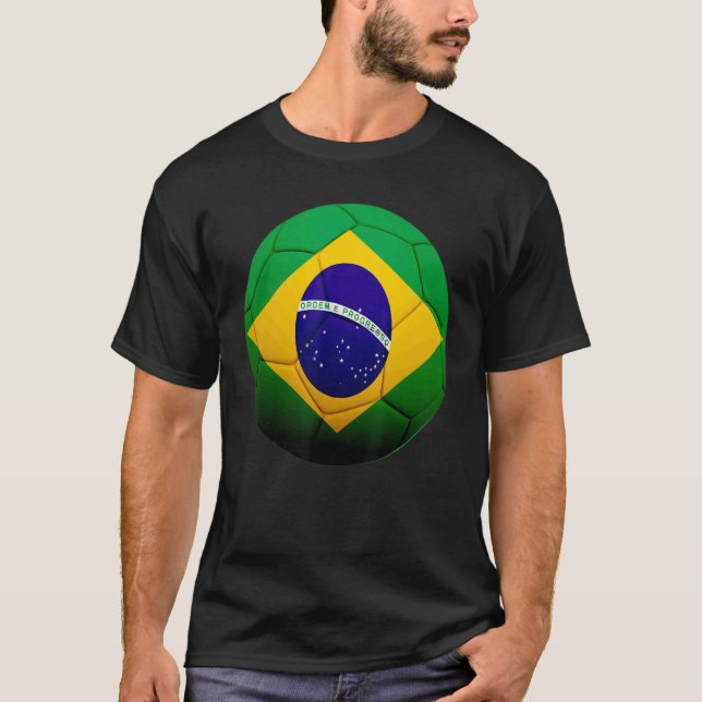 Brazil Soccer National  Ball Brazil Flag Football T-Shirt (Front)