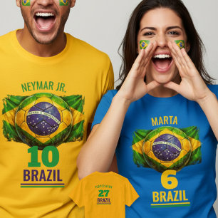 Brazil Soccer National Flag Heritage Graphic Art T-Shirt