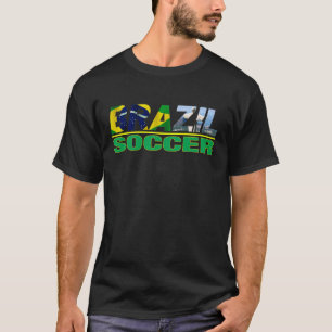 Brazil Soccer with Flag Black T shirt