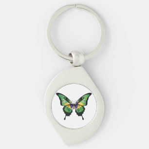 Brazil Swallowtail Butterfly Flag Sticker Key Ring