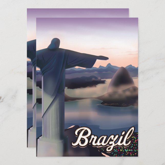 Brazil travel poster art print. (Front/Back)