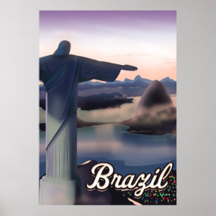 Brazil travel poster art print.