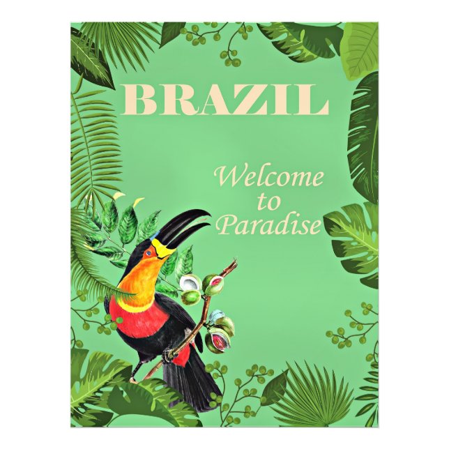 Brazil Travel Poster, Toucan, Photo Print (Front)