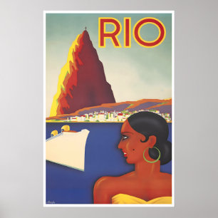 Brazil Travel Poster Vintage Rio De Janeiro Print