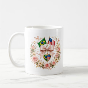 Brazil & USA Friendship Soft Luxury Floral Coffee Mug