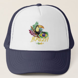 Brazil Vintage Toucan Flag Samba Mask Souvenir Trucker Hat