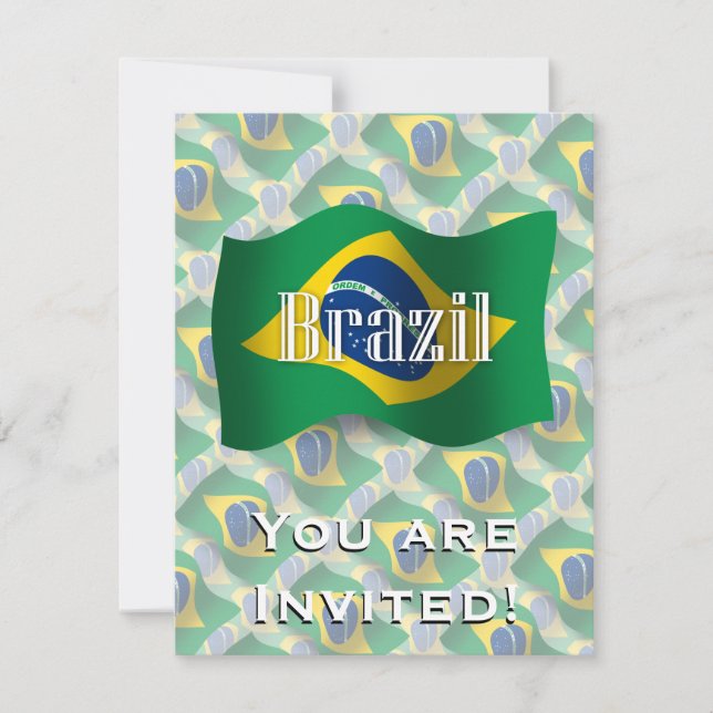 Brazil Waving Flag Invitation (Front)