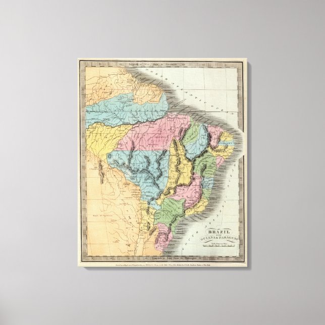 Brazil With Guiana and Paraguay Canvas Print (Front)