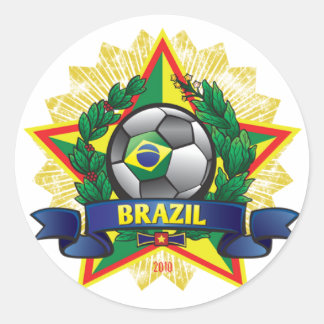 Brazil World Cup Soccer Classic Round Sticker