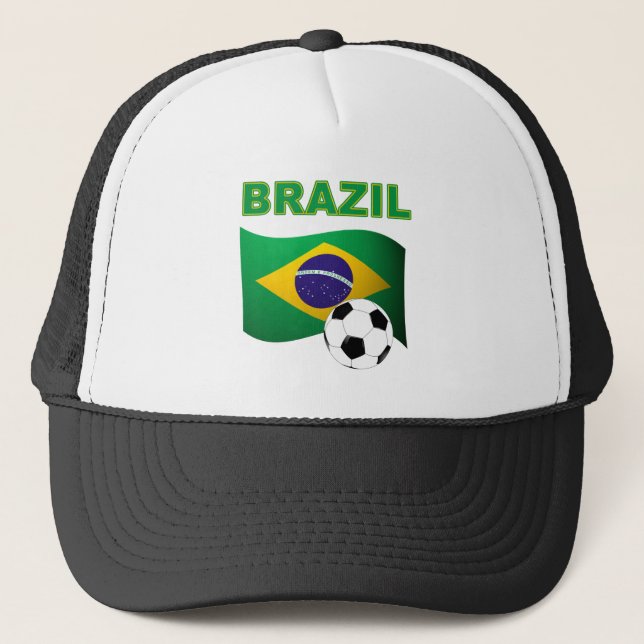 Brazil World Cup T-Shirt Flag Trucker Hat (Front)