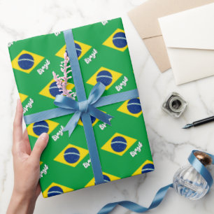 Brazil Wrapping Paper, Green, Brazilian Flag Paper