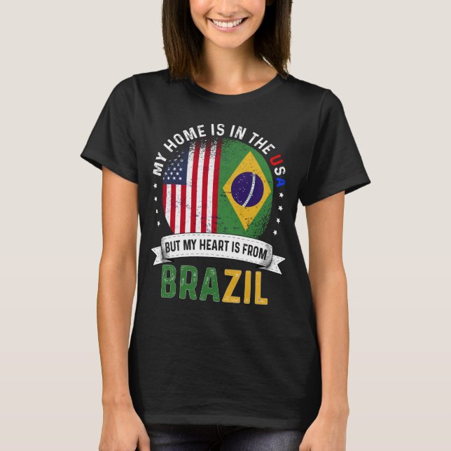 Brazilian American Flag Brazilian Roots USA T-Shirt (Front)