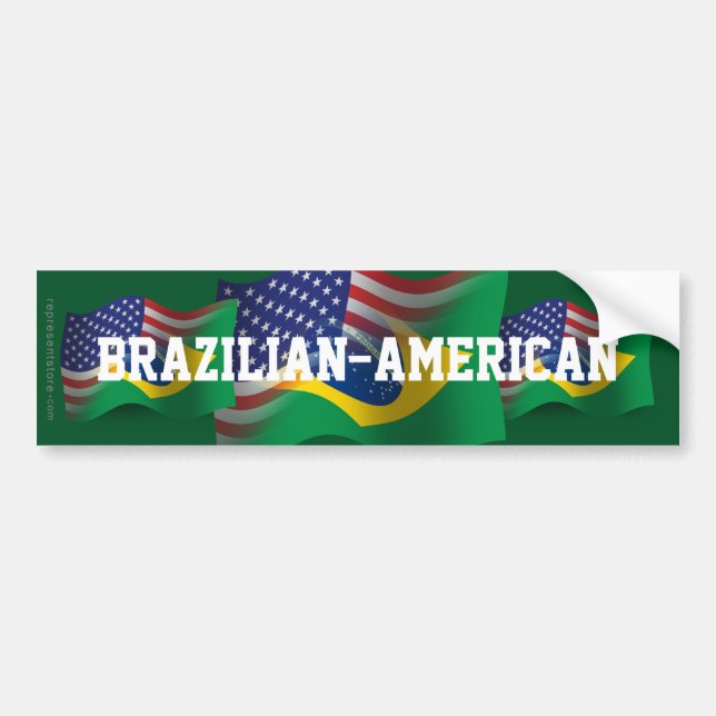 Brazilian-American Waving Flag Bumper Sticker (Front)
