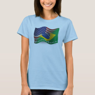 Brazilian-American Waving Flag T-Shirt