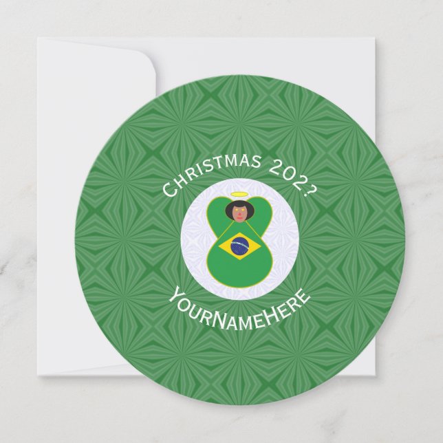 Brazilian Angel Christmas Flag Personalised  Invitation (Front)