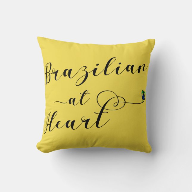Brazilian At Heart Throw Cushion, Brazil Cushion (Front)