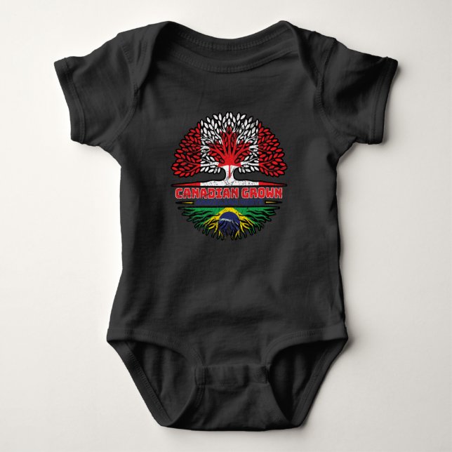 Brazilian Brazil Canadian Canada Tree Roots Flag Baby Bodysuit (Front)